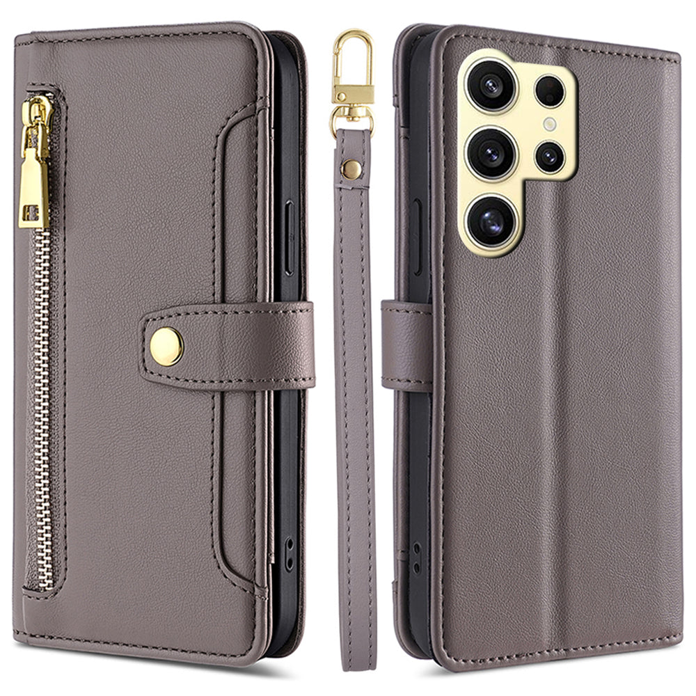 For Samsung Galaxy S24 Ultra Cell Phone Case Magnetic Leather Wallet Card Holder Phone Cover with 2 Straps For Samsung Galaxy S24 Ultra Cell Phone Case Magnetic Leather Wallet Card Holder Phone Cover with 2 Straps